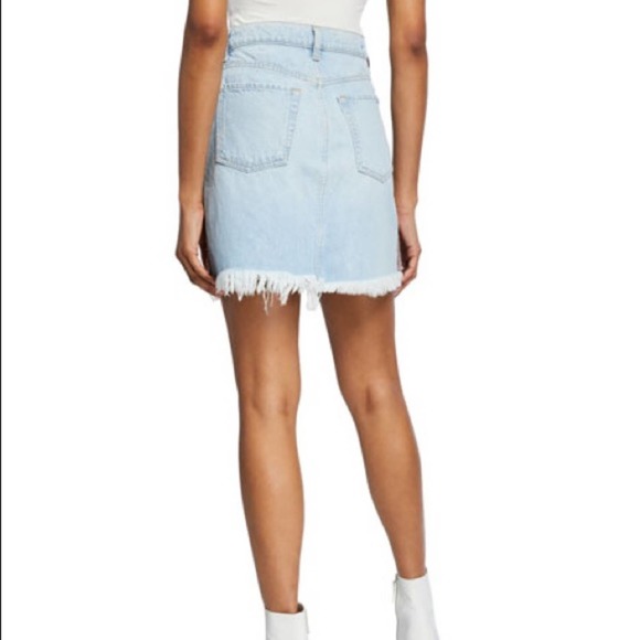 7 For All Mankind plus size frayed denim jean mini skirt w/ fringe NWT Sz 32 - Picture 4 of 16